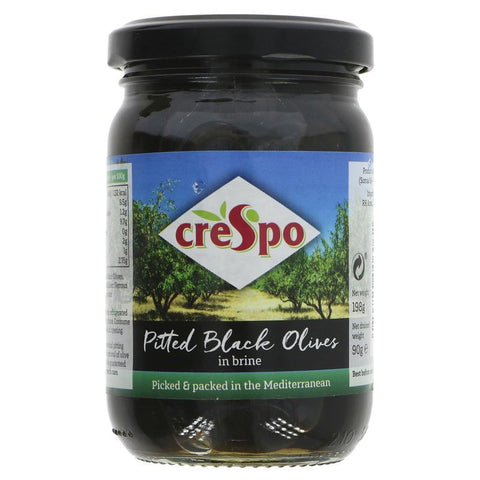Crespo Pitted Black Olives in Brine 198g (Pack of 6)