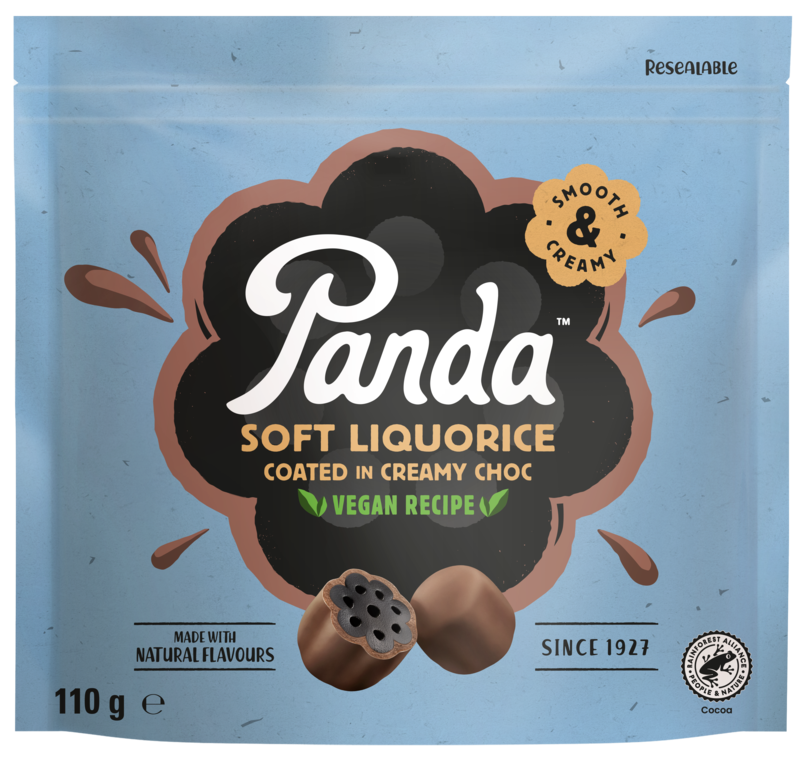 Panda Liquorice with Vegan Chocolate Coating 110g (Pack of 8)