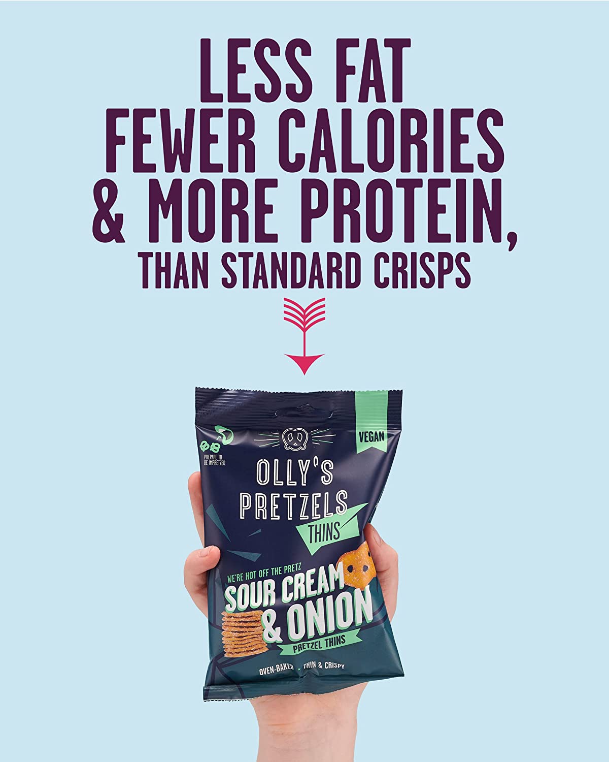 Olly's Pretzel Thins - Sour Cream & Onion 35g (Pack of 10)
