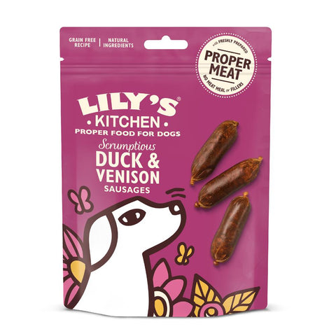 Lily's Kitchen Duck and Venison Sausages 70g (Pack of 8)