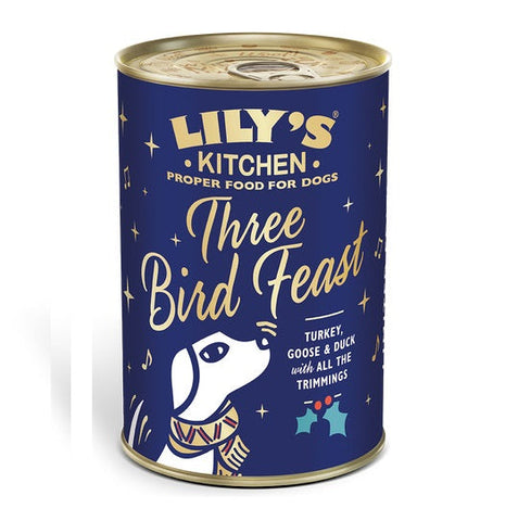 Liliys Kitchen Dog Xmas Three Bird Feast 400g (Pack of 6)