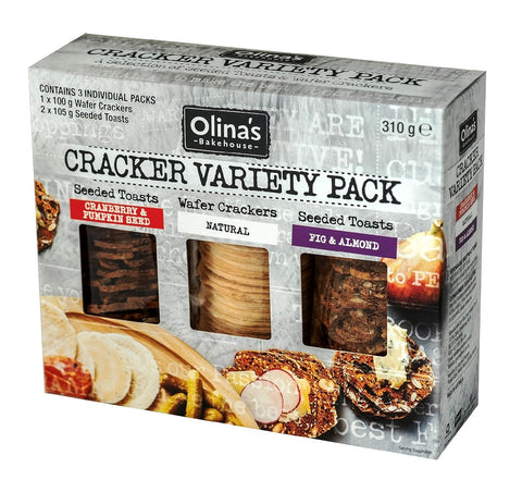 Olinas Bakehouse Variety Pack Seeded Toasts & Wafer Cracker 310g (Pack of 7)