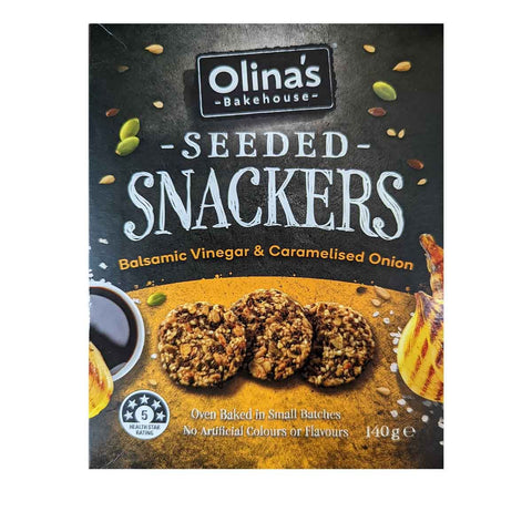 Olina's Bakehouse Seeded Snackers Balsamic Vinegar & Caramelised Onion 140g (Pack of 6)
