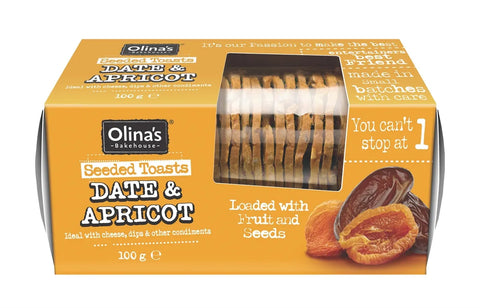 Olina's Bakehouse Date & Apricot Seeded Toast 100g (Pack of 12)