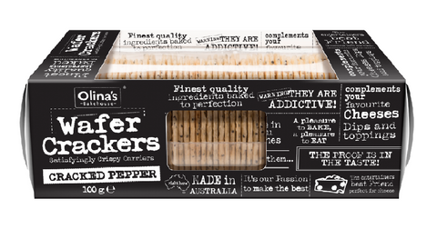 Olina's Bakehouse Wafer Crackers Cracked Pepper 100g (Pack of 12)