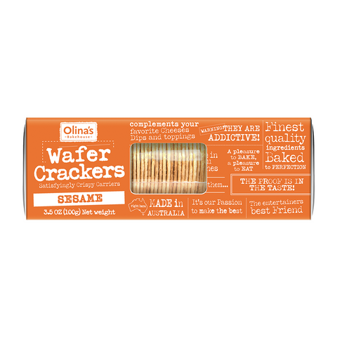Olina's Bakehouse Wafer Crackers Sesame 100g (Pack of 12)