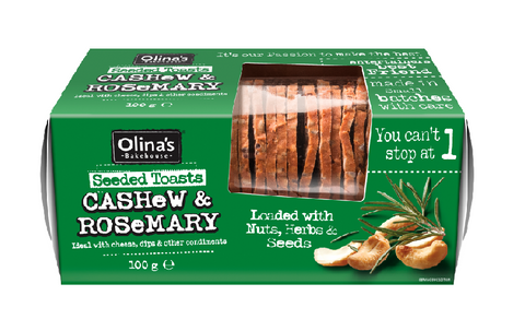 Olina's Bakehouse Cashew and Rosemary Seeded Toasts 100g (Pack of 12)