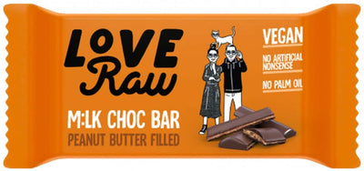 LoveRaw Vegan M:lk Choc Bar - Peanut Butter Filled 30g (Pack of 18)