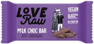 LoveRaw Vegan M:lk Choc Bar - Just Chocolate 30g (Pack of 18)