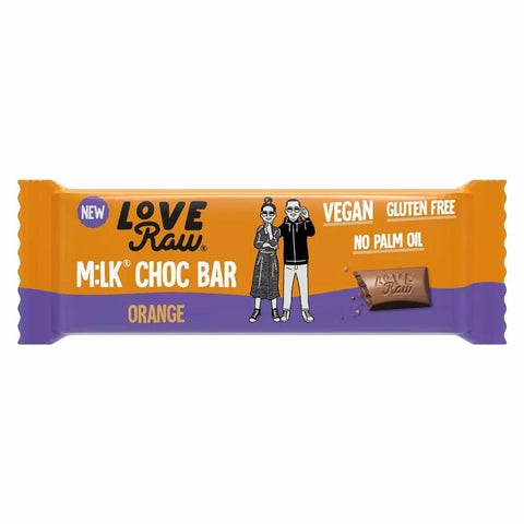 LoveRaw M:LK CHOC BAR - ORANGE 30g (Pack of 20)
