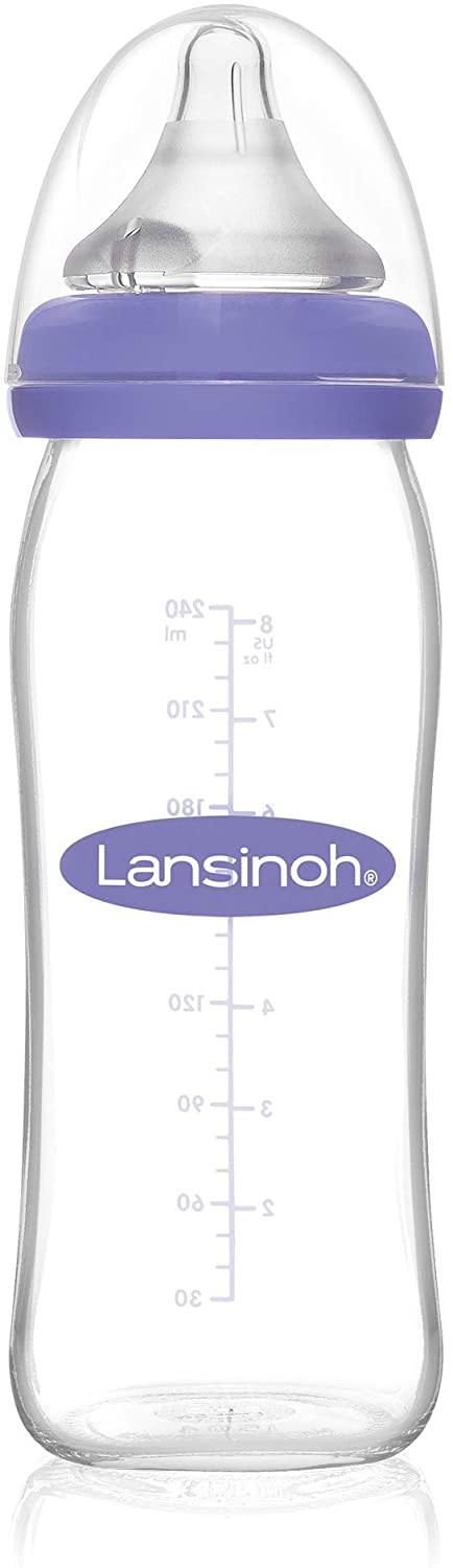 Lansinoh Glass Feeding Bottle with Natural Wave Teat 240ml (Pack of 3)