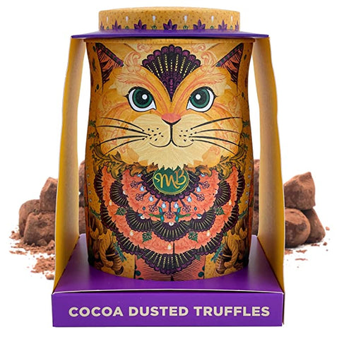 Monty Bojangles Savanna Gold Cat Tin Gift with Flutter Scotch Cocoa Dusted Truffles 135g