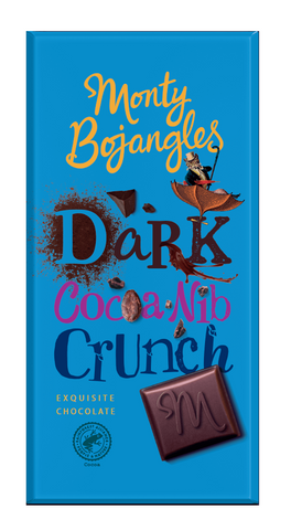 Monty Bojangles RFA DARK Cocoa Nib Crunch Chocolate Bar 150g (Pack of 18)