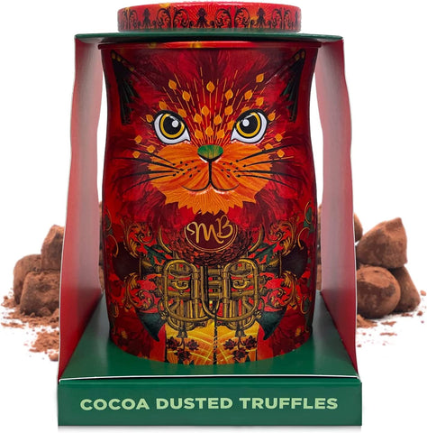 Monty Bojangles Fire Dancer Cat Tin Gift with Orange Angelical Cocoa Dusted Truffles 135g
