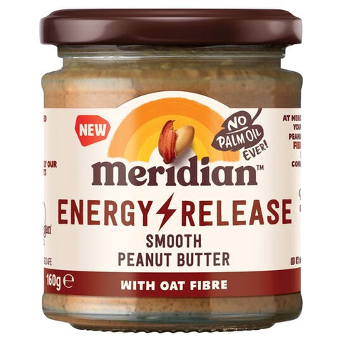 Meridian Energy Release Smooth Peanut Butter with Oat Fibre 160g (Pack of 6)