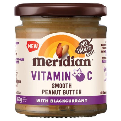 Meridian Vitamin C Smooth Peanut Butter with Blackcurrant 160g (Pack of 6)