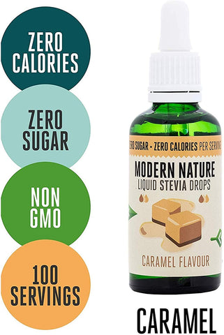 Modern Nature Stevia Drops Caramel Sweetener 50ml