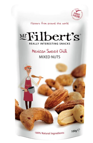 Mr Filberts Mexican Sweet Chilli Mixed Nuts 100g (Pack of 12)