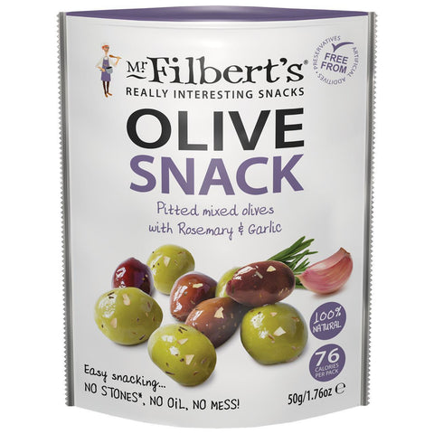 Mr Filberts Mixed Olives with Rosemary & Garlic 50g (Pack of 12)