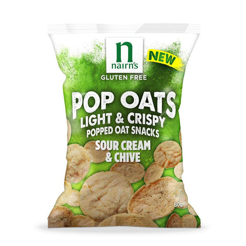Nairn's Gluten Free Pop Oats Sour Cream & Chive Sharing Bag 80g (Pack of 4)