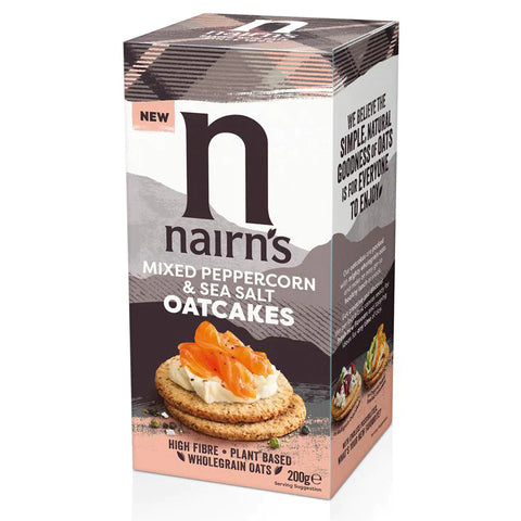 Nairn's Oatcakes Mixed Peppercorn & Sea Salt Oatcakes 200g (Pack of 8)
