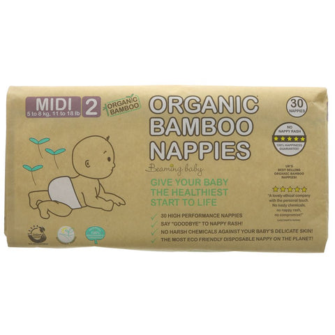 Beaming Baby Organic Bamboo Nappies Size 2 30 (Pack of 4)