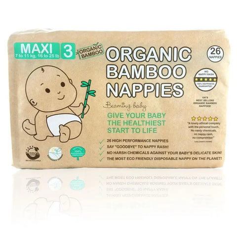 Beaming Baby Organic Bamboo Nappies Size 3 26 (Pack of 4)