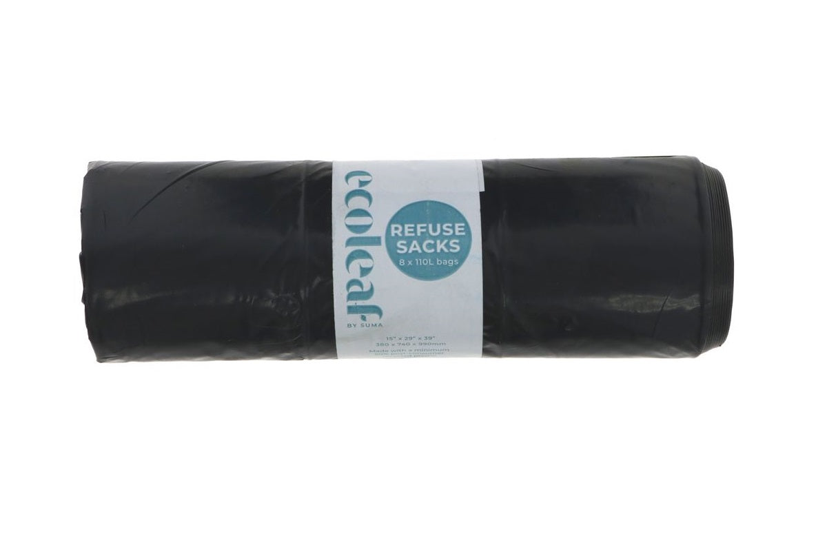 Ecoleaf By Suma Rec/plas Bin Bag Rolls 8 (Pack of 12)