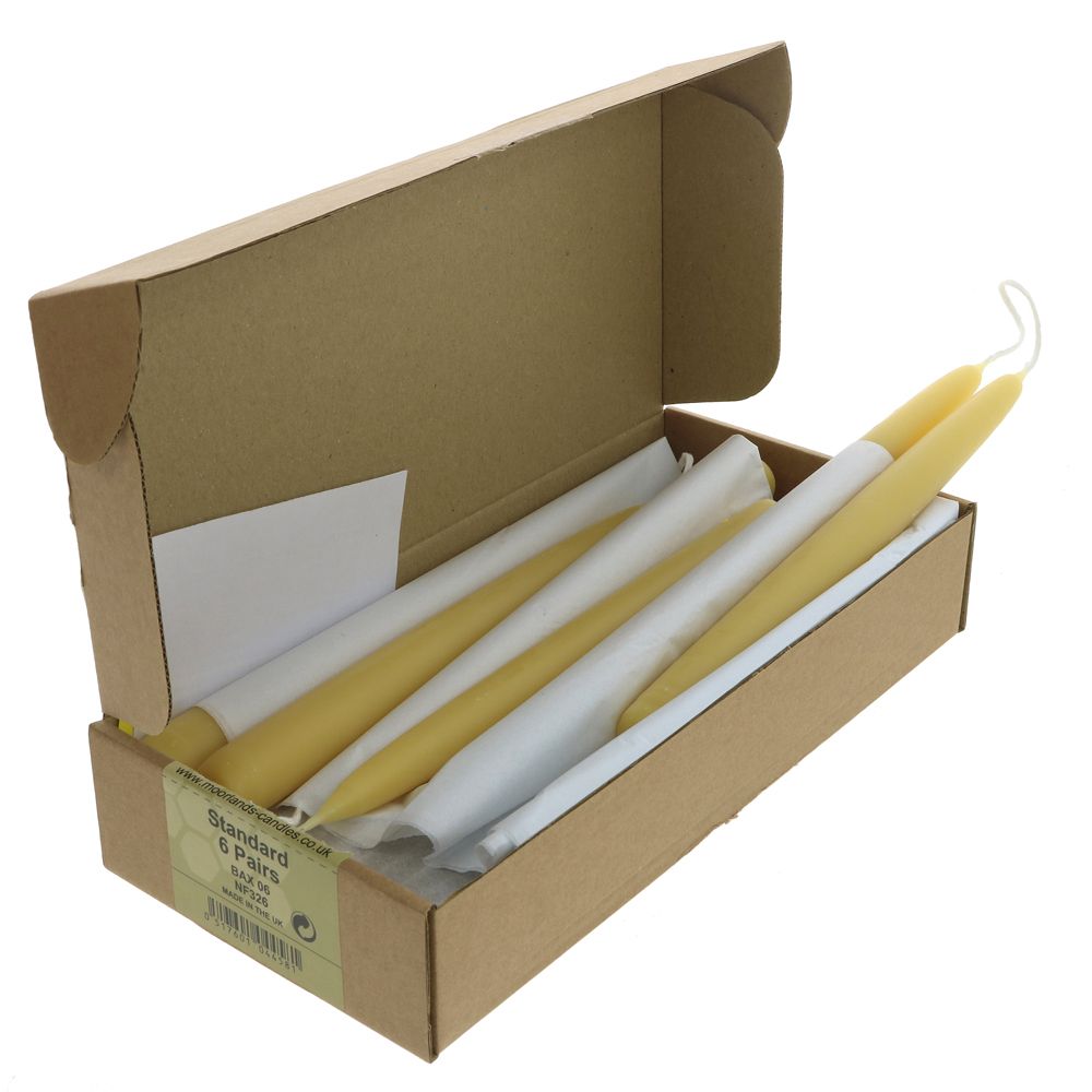 Moorlands Candles Standard Beeswax Pairs (Pack of 6)