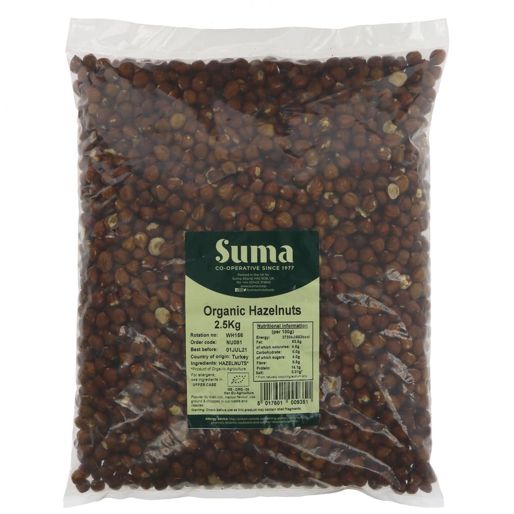 Suma Bagged Down Organic Hazelnuts 2.5kg