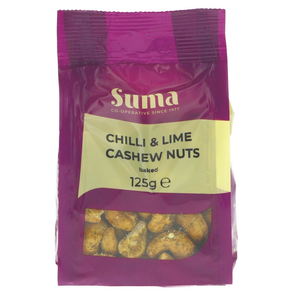 Suma Prepacks Cashews - baked chilli & lime 125g (Pack of 6)