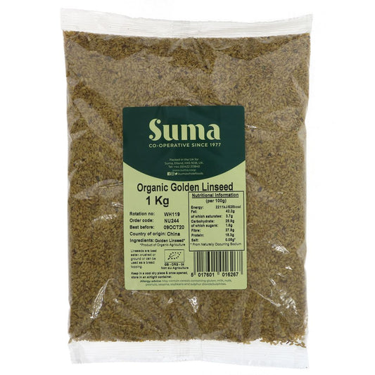 Suma Bagged Down Organic Golden Linseed 1kg