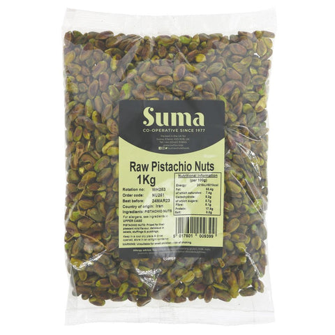 Suma Bagged Down Raw Pistachio Nuts 1kg