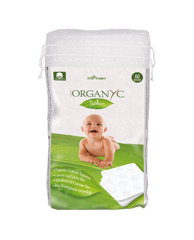 Organyc 100% Organic Baby Cotton Squares - 60 Pieces 168g (Pack of 12)