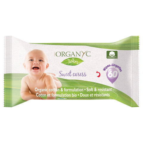 Organyc Sweet Caress Organic Cotton Baby Wipes 60Pcs 397g (Pack of 12)