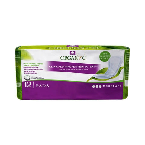 Organyc Light Incontinence - Moderate Pads 12 210g (Pack of 10)