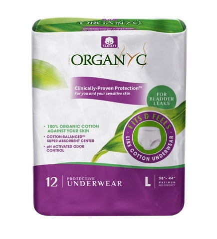Organyc Light Incontinence - Underwear Large - 12 Units 497g (Pack of 4)