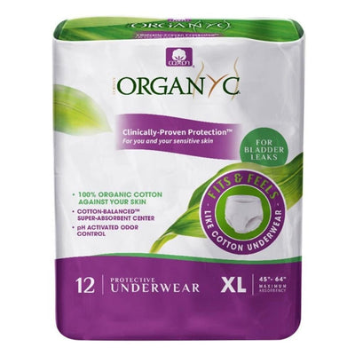 Organyc Light Incontinence - Underwear Extra Large - 12 Units 533g (Pack of 4)