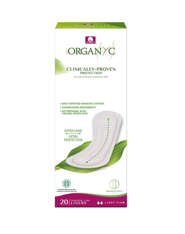 Organyc Extra Long Flat Panty Liners Light Flow 108g (Pack of 12)