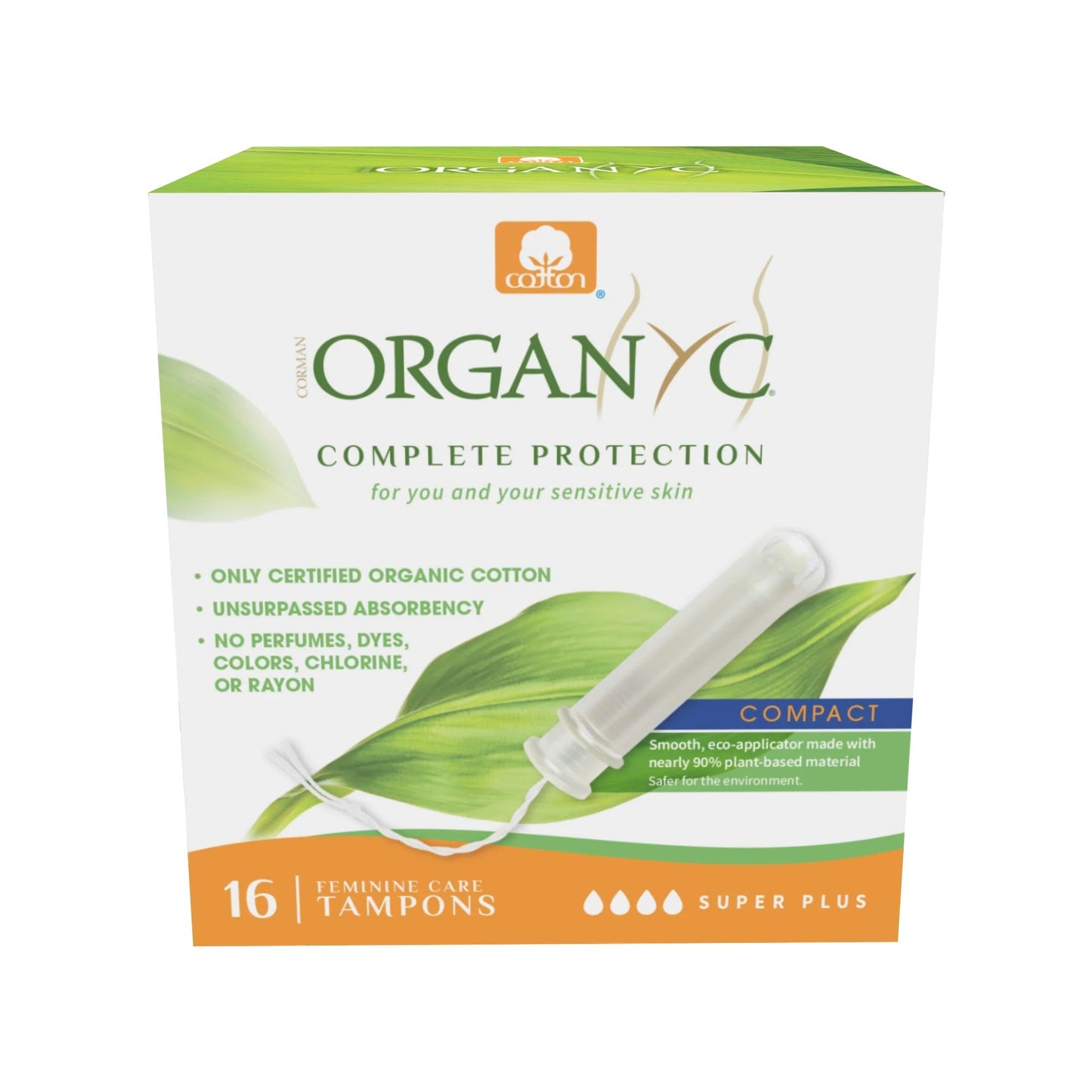 Organyc Compact Applicator Tampons - Super Plus 112g (Pack of 12)