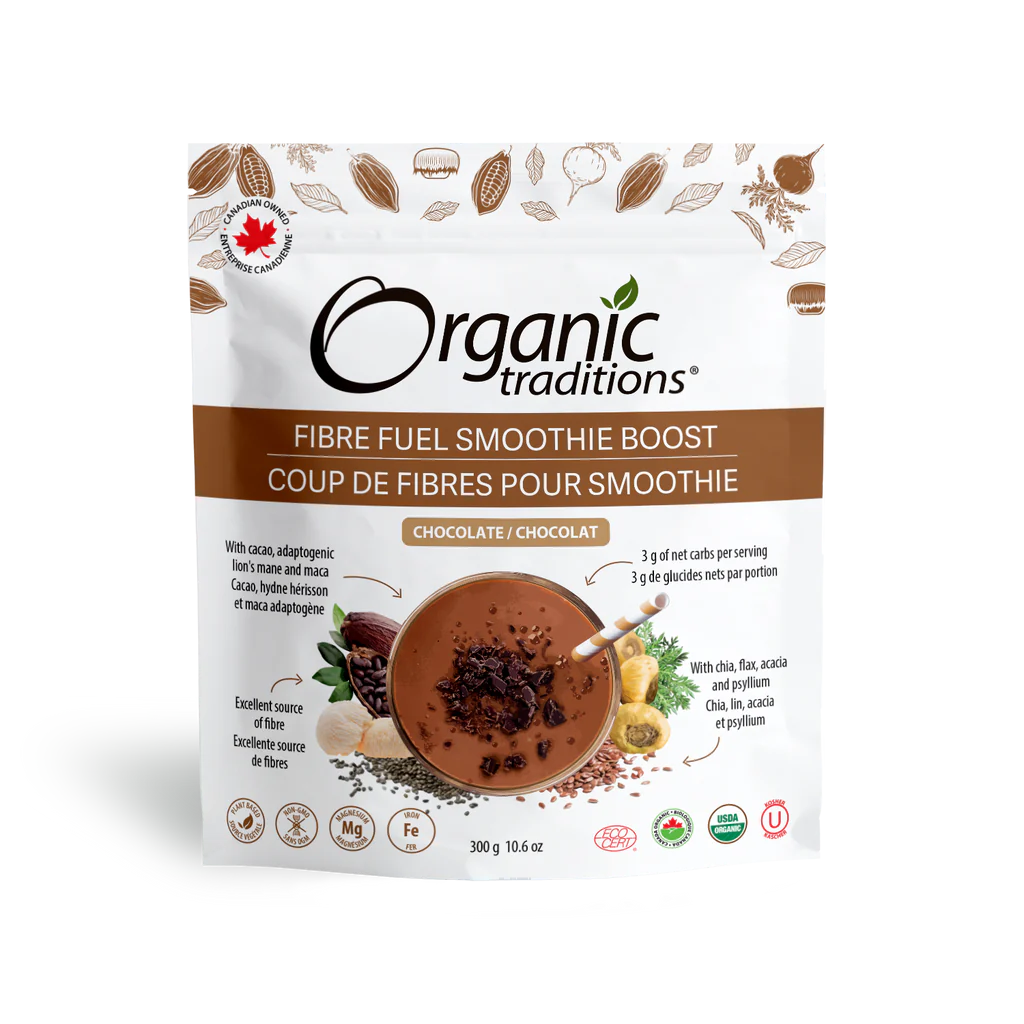Organic Traditions Fibre Fuel Smoothie Boost Chocolate 300g (Pack of 6)