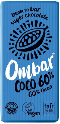 Ombar Coconut 60% Dairy Free Raw Chocolate Bar 35g (Pack of 10)