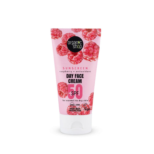Organic Shop Sunscreen Day Face Cream SPF 50 Normal-dry Skin 50ml (Pack of 6)