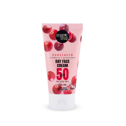 Organic Shop Sunscreen Day Face Cream SPF 50 Oily Skin 50ml (Pack of 6)