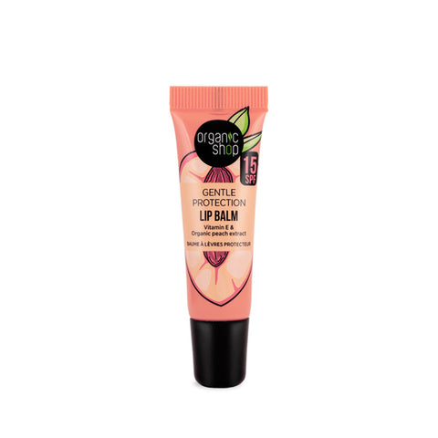 Organic Shop Gentle Protection Lip Balm SPF 15 Vitamin E & Peach 10ml (Pack of 20)