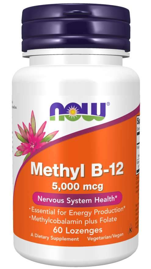 NOW Foods Methyl B-12 with Folic Acid, 5000mcg - 60 lozenges