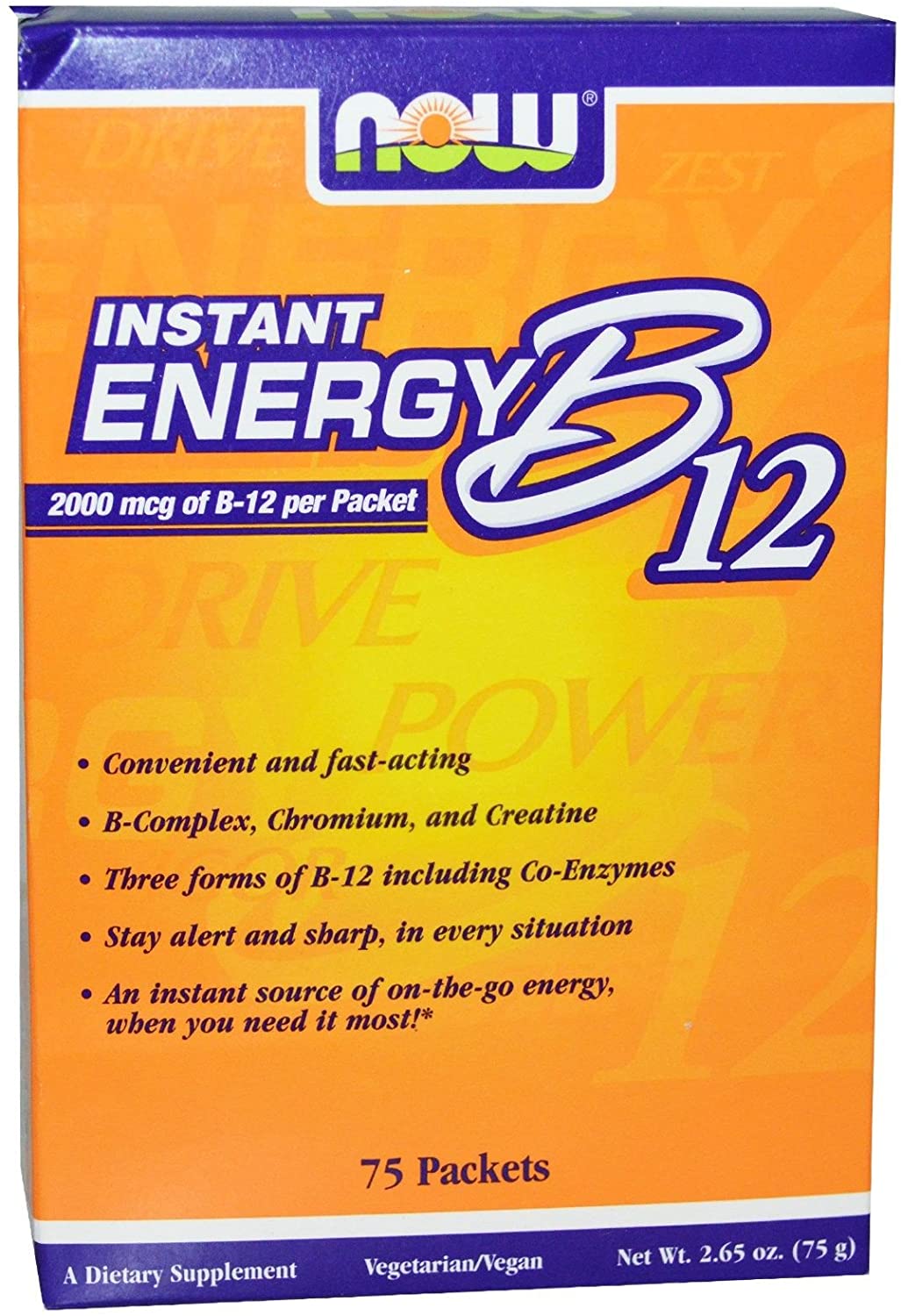 NOW Foods Vitamin B-12, Instant Energy - 75 packets