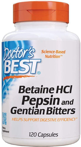 Doctor's Best Betaine HCL Pepsin & Gentian Bitters - 120 caps