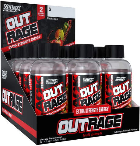 Nutrex Out Rage Shots, Fruit Punch - 12 x 118 ml.