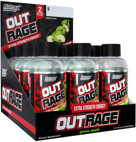 Nutrex Out Rage Shots, Green Apple - 12 x 118 ml.